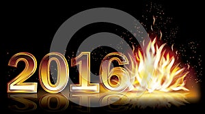 Fire flame new 2016 year, vector