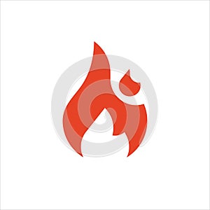 Fire, flame. Red flame icon. Hot surface, campfire, flammable symbol. Stock vector illustration isolated on white