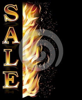 Fire flame sale banner, vector