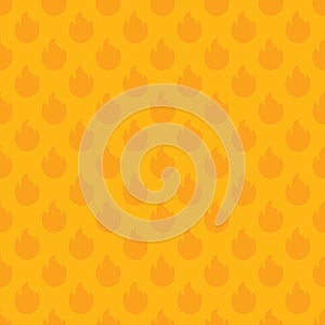 Fire flame seamless pattern, orange color background - Vector