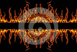 Fire flame with sparks on a black background. for design