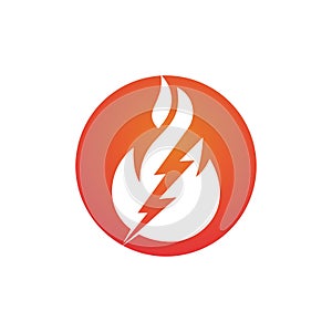 Lightning fire vector logo design template. Fire energy and voltage logo concept.