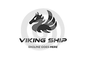 Fire Flame Tribal Horse Stallion Dragon Wings for Viking Ship Logo Design Vector