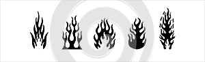 Fire flame tribal vector silhouette set. Fire blaze pattern vector illustration