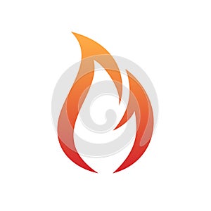 The fire flame vector logo blazing with an orange red gradient in minimalist and simple symbol
