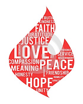 Fire flame and virtues digital illustration