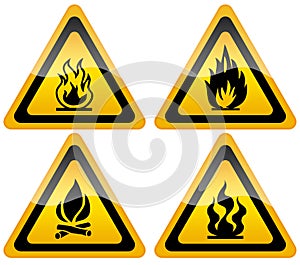 Fire flame warning sign photo