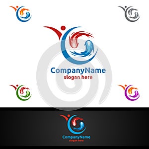 Fire and Flame with Yin and Yang Logo Design