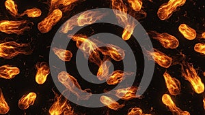 fire flames background A black background with a bright fire in yellow and orange hues