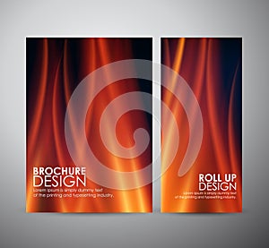 Fire flames background. Brochure business design template or roll up.