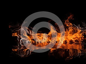 fire flames on black background