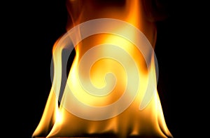 Fire flames on black background