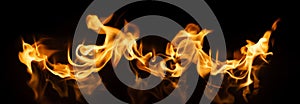 Fire Flames on black background