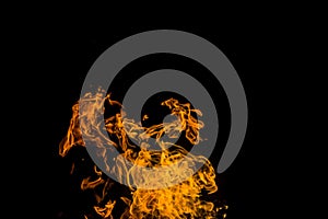 Fire flames on black background. fire on black background isolated. fire patterns