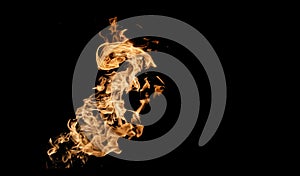 Fire flames on black background. fire on black background isolated. fire patterns