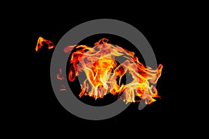 The Fire flames on a black background