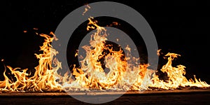 Fire Flames on Black Background