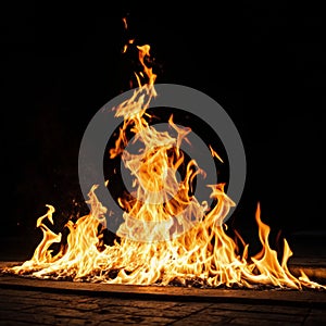 Fire Flames on Black Background
