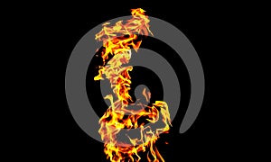 Fire flames on black background isolated. Burning gas or gasoline burns with fire and flames. Flaming burning sparks close-up,