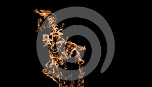 Fire flames on black background. fire on black background isolated. fire patterns