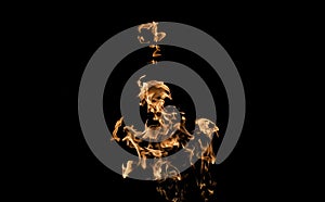 Fire flames on black background. fire on black background isolated. fire patterns