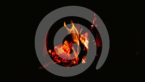 Fire flames burning wood biofuel and coal