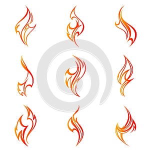 Fire flames. Collage