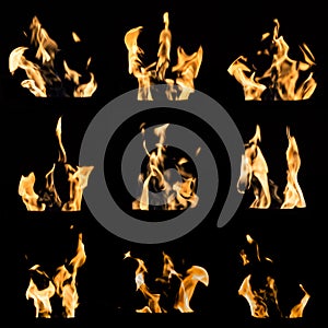 Fire flames collage