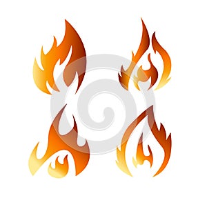 Fire flames flat icons