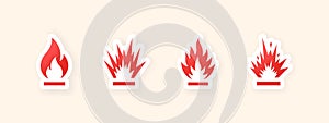 Fire flames icons. Fire flames icons stickers. Vector scalable graphics