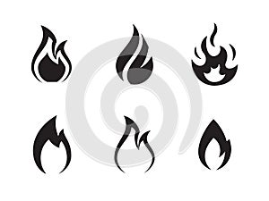 Fire flames icons set