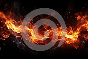 Fire flames isolated on black background. Abstract fire flames background. illustration