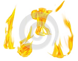 Fire flames isolated on White background