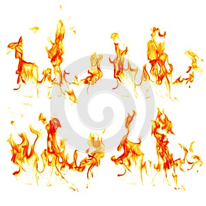 Fire flames isolated on white background