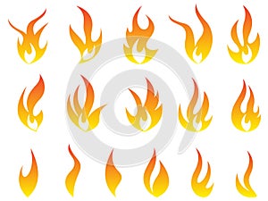 Fire flames logo symbol vector icon set design.