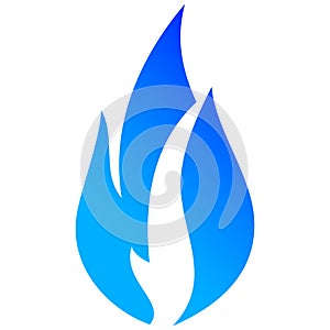 Fire flames, set blue icons