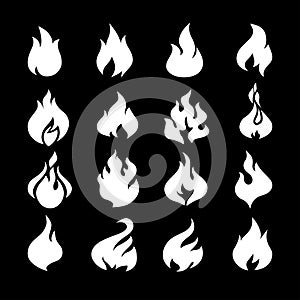 Fire flames, set icons.