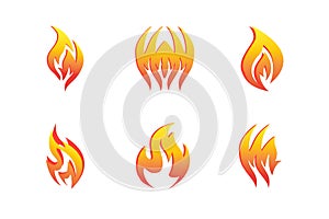 fire flames set of vector art