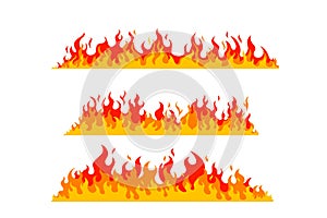 Fire Flames set on white background. Isolated