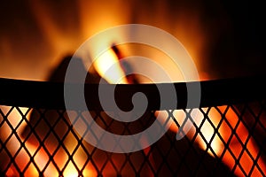 Fire flames and smoke from large logs close up grill background wood burning big size high quality instant print