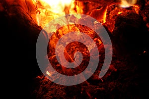 Fire flames and smoke from large logs close up grill background wood burning big size high quality instant print