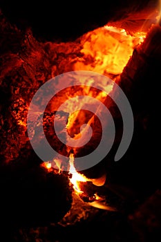 Fire flames and smoke from large logs close up grill background wood burning big size high quality instant print