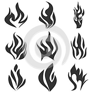 Fire flames tattoo set