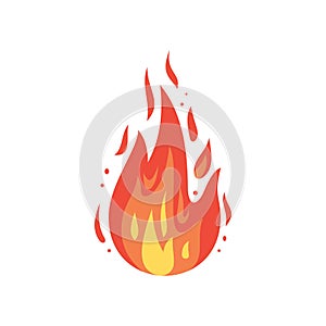 Fire flames vector icon in cartoon style. Flame, fireball illustration.