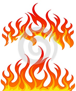 Fire flames vector set