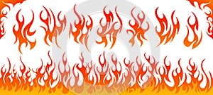 Fire flames vector set