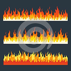 Fire flames vector set