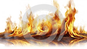 Fire flames on white background