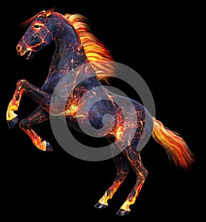 Fire, Flaming, Horse Rearing, Isolated