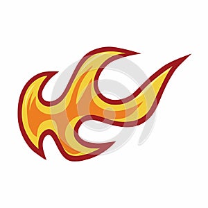 Fire Flaming Lit Custom Design Sign Symbol Isolated on White Background Vector Icon Illustration